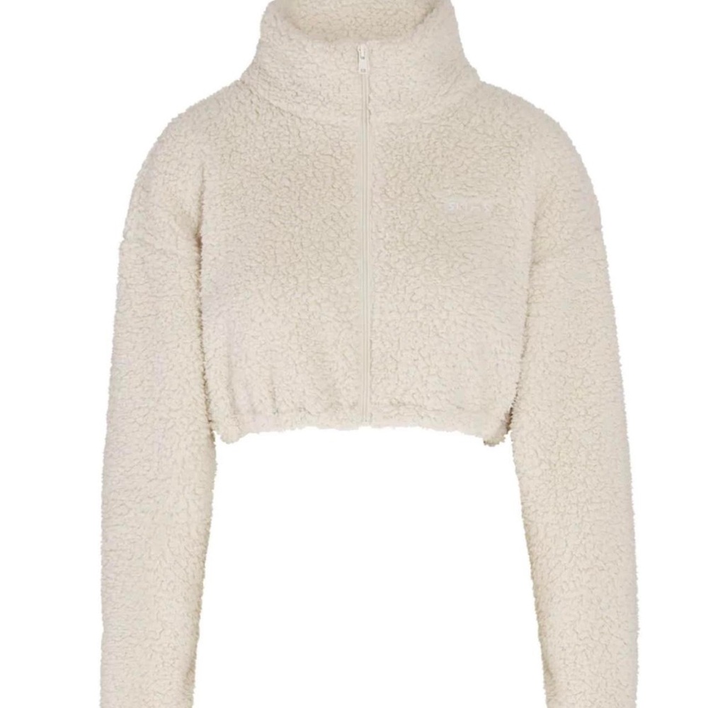 Skims Cropped Teddy zip-up jacket